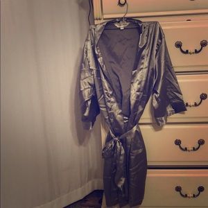 Silver women’s satin robe